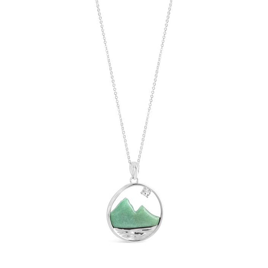 Glacier Gem Mountain Bay Necklace - Aventurine Jade & White Topaz