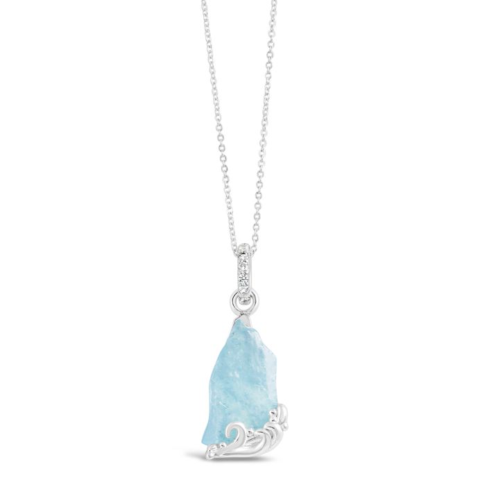 Glacier Gem Wave Necklace - Aquamarine and White Topaz