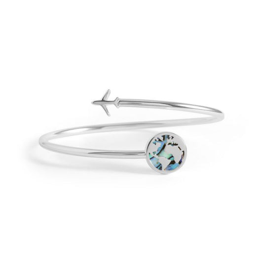 Globe World Traveler Bypass Bracelet Abalone by Christine Kesteloo