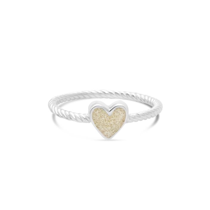 Dune Jewelry - Rope Stacker Heart Ring - Sand from Siesta Key Florida - Size 8