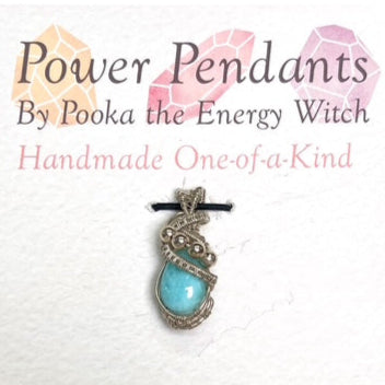 Pooka the Energy Witch - Sterling Silver Wire Wrap Pendant - Larimar - Leo, Pisces