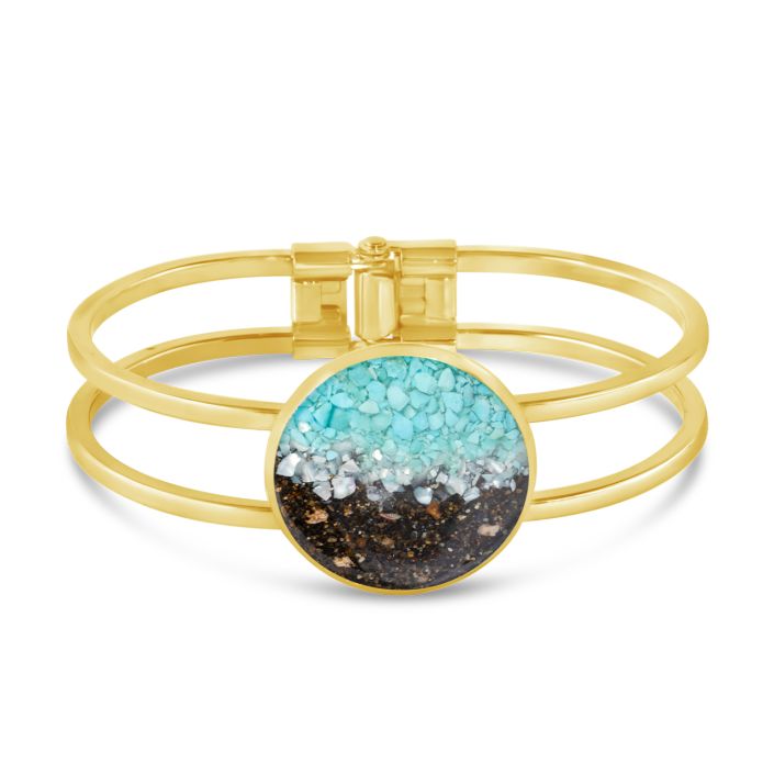 Marina Bracelet Gold Plated - Turquoise Gradient with Sand from The Beaches of Cape Cod