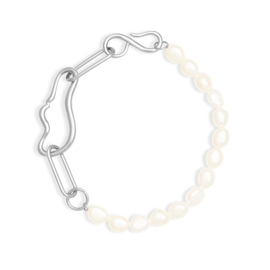Mi Tesoro - Pearl & Chain Bracelet Silver