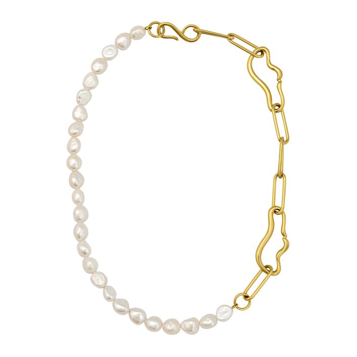 Mi Tesoro - Pearl & Chain Necklace Gold