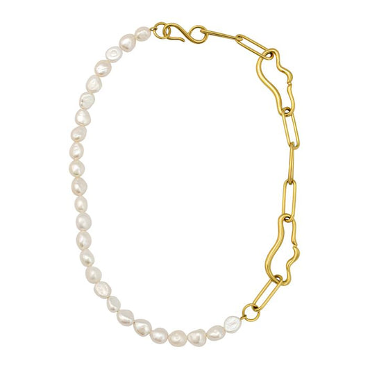 Mi Tesoro - Pearl & Chain Necklace Gold