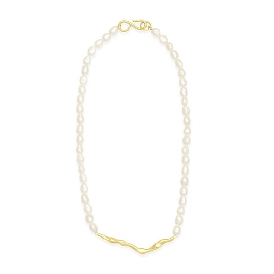 Mi Tesoro - Pearl Sculpture Necklace Gold