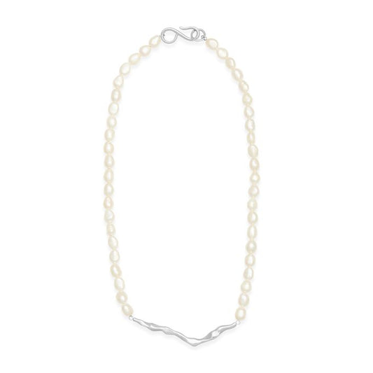 Mi Tesoro - Pearl Sculpture Necklace Silver