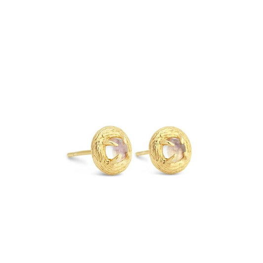 Dune Jewelry - Moonstone Stud Earrings by Camille Kostek -14k Gold Vermeil
