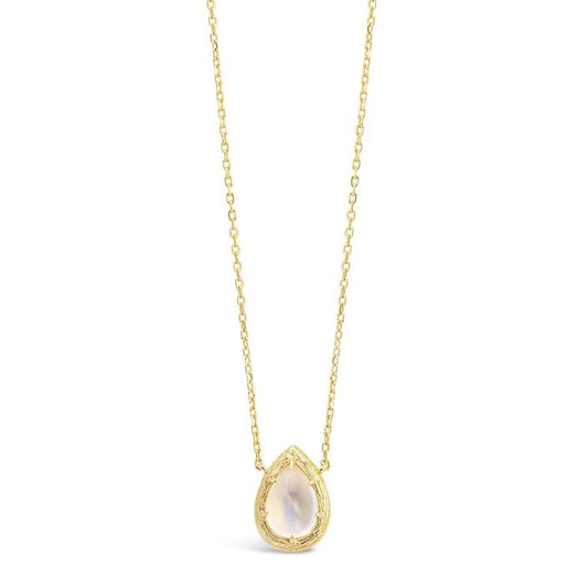 Dune Jewelry - Moonstone Teardrop Necklace by Camille Kostek - 14k Gold Vermeil