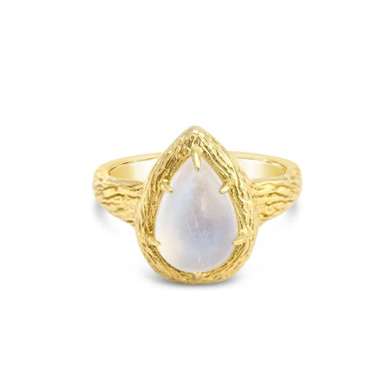Dune Jewelry - Moonstone Teardrop Ring by Camille Kostek - 14k Gold Vermeil - Size 8