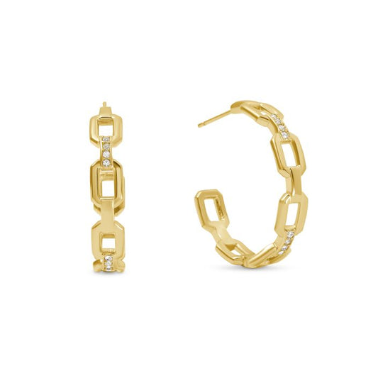 Bonded Box Chain Hoop Earrings Gold