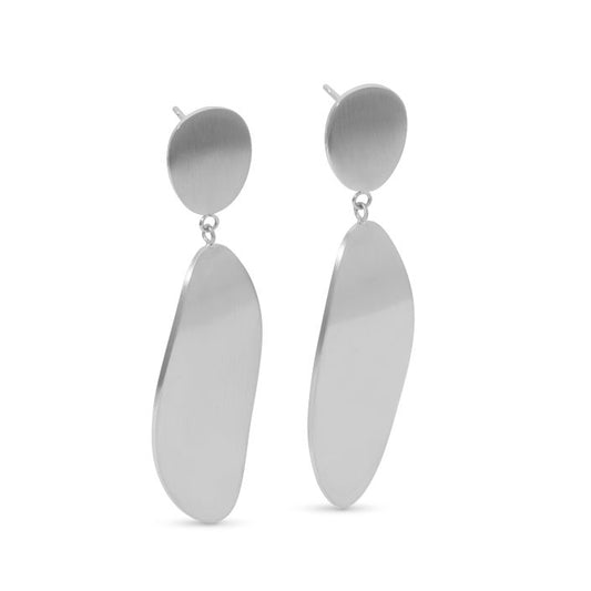Organic Oval Statement Earrings - Silver