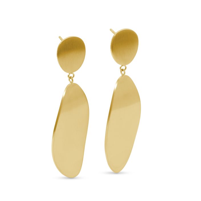 Organic Oval Statement Earrings - Gold