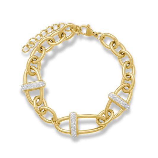 Mi Tesoro - Oval Link Chain Bracelet with Preciosa - Gold