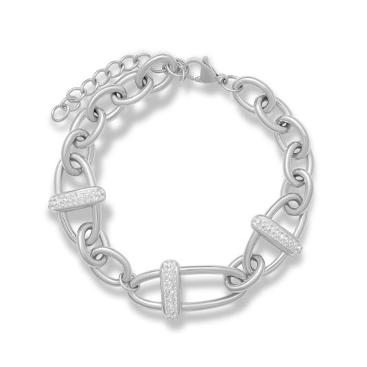 Mi Tesoro - Oval Link Chain Bracelet with Preciosa - Silver