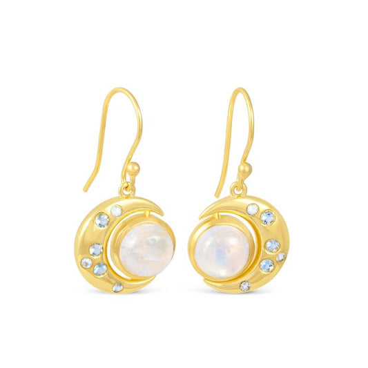 Dune Jewelry - New Moon Earrings by Captain Kate - Moonstone - 14k Gold Vermeil