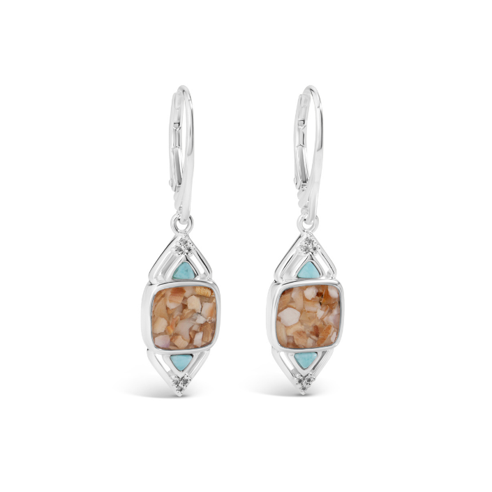 Odyssey Leverback Earrings - Larimar & Sand from Beaches of Cape Cod