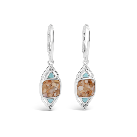 Odyssey Leverback Earrings - Larimar & Sand from Beaches of Cape Cod