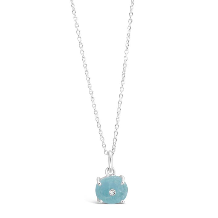 Oracle Necklace with Aquamarine and White Topaz by Camille Kostek - Sterling Silver