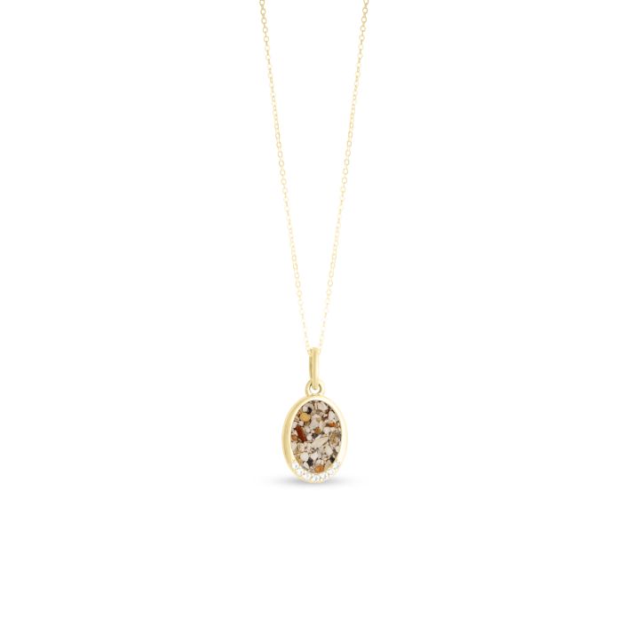 Oval Necklace with White Topaz - Dune Gold - Sand from Beaches of Cape Cod