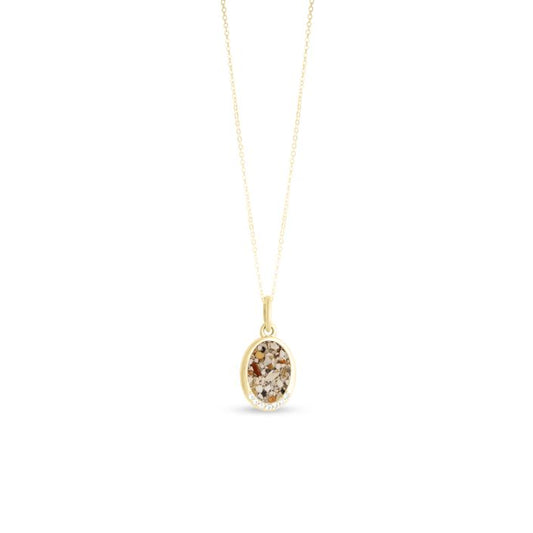 Oval Necklace with White Topaz - Dune Gold - Sand from Beaches of Cape Cod
