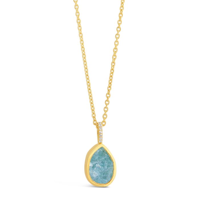 Dune Jewelry - Pear Cut Aquamarine Necklace by Camille Kostek -14k Gold Vermeil