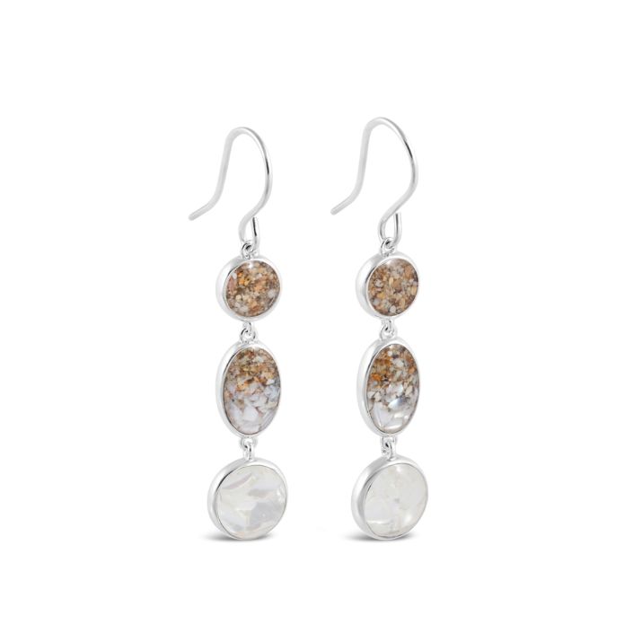 Dune Jewelry - Raindrop Earrings - Mother of Pearl Gradient & beaches of Cape Cod