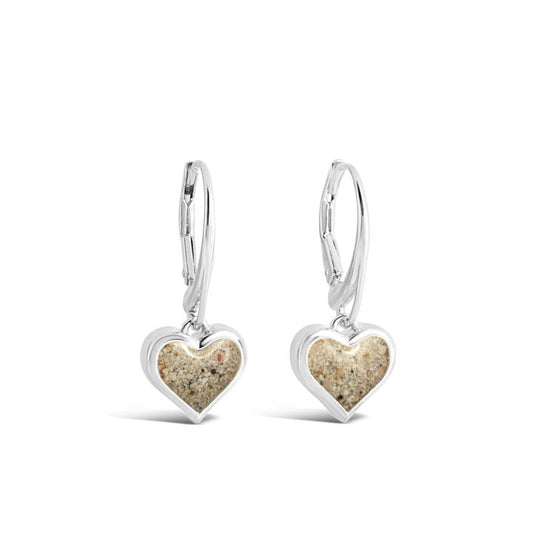 Sand Jewel Leverback Earrings - Heart Mother of Pearl