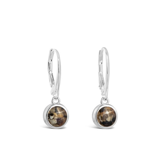 Sand Jewel Leverback Earrings - Round Beach sand from Connecticut