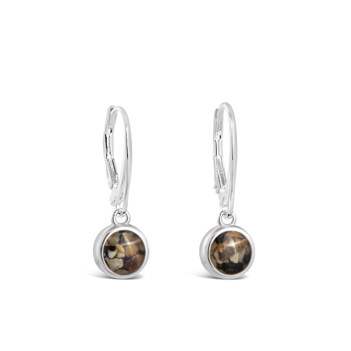 Sand Jewel Leverback Earrings - Round - Abalone