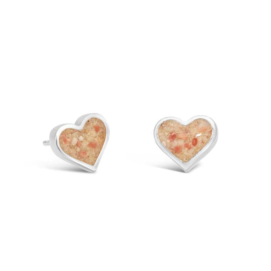 Sand Jewel Stud Earrings - Heart, Mother of Pearl
