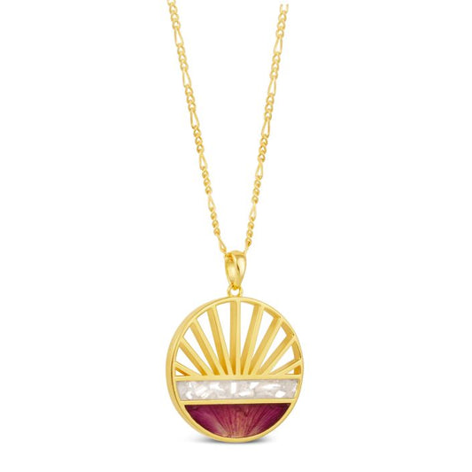 Shoreline Necklace - 14k Gold Vermeil, Mother of Pearl and Garnet