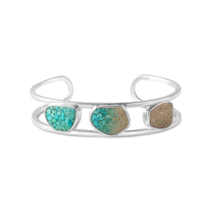 Triple Drop Cuff - Turquoise Gradient - Sand from the Beaches of Cape Cod