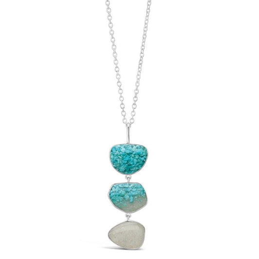 Triple Drop Necklace - Turquoise & Beach Sand