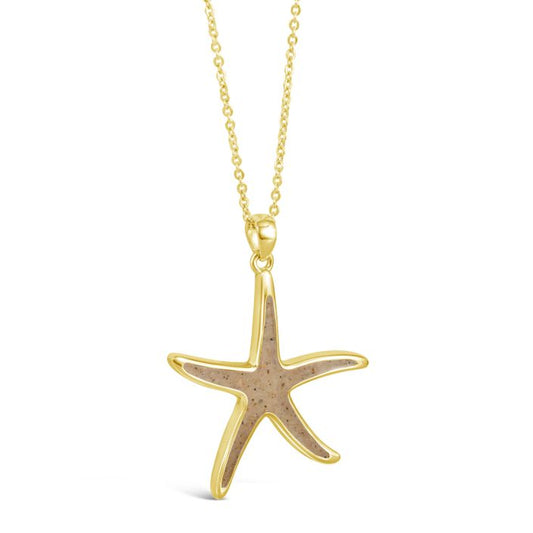 Starfish Necklace - 14k Gold Vermeil, Beaches of Cape Cod, Adjustable Paper Clip Chain