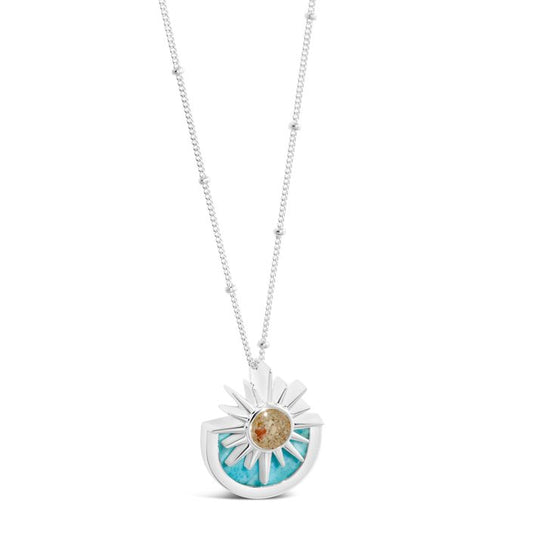 Sun Splash Necklace Larimar and Sand - Beaches of Cape Cod