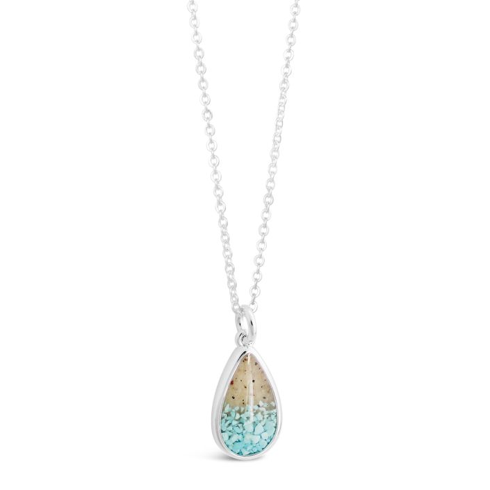 Explorer Teardrop Necklace - Turquoise Gradient and Sand from The Beaches of Cape Cod