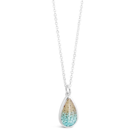 Explorer Teardrop Necklace - Turquoise Gradient and Sand from The Beaches of Cape Cod