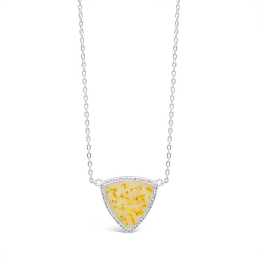 Trillion Necklace with White Topaz - Gold Flake & White Quartz by Christine Kesteloo