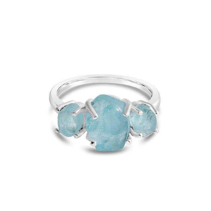 Bostonian Raw Aquamarine Ring by Camille Kostek - Sterling Silver - Size 8