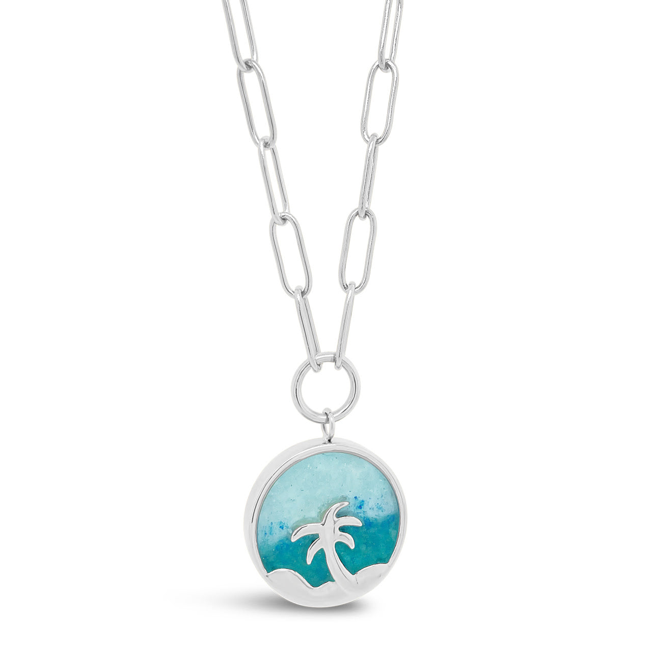 Palm Tree Necklace - Silver Plated