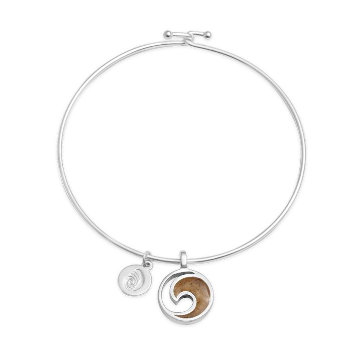 Dune Jewelry - Wave Bangle - Sterling Silver - Sand from The Beaches Rhode Island