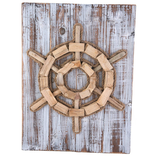 Beachcombers - Driftwood Ship Wheel Plaque