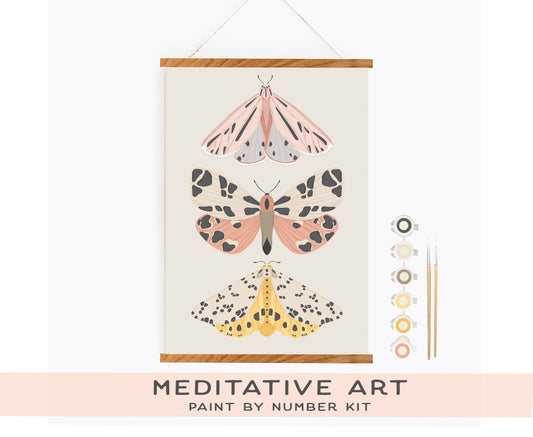Breathe People - Vintage Butterflies Meditative Art Paint by Number Kit