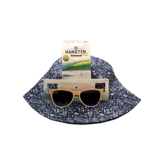 Shark Eyes, Inc - Kids Sunglasses with Hat Combo Set - Surfboard Print