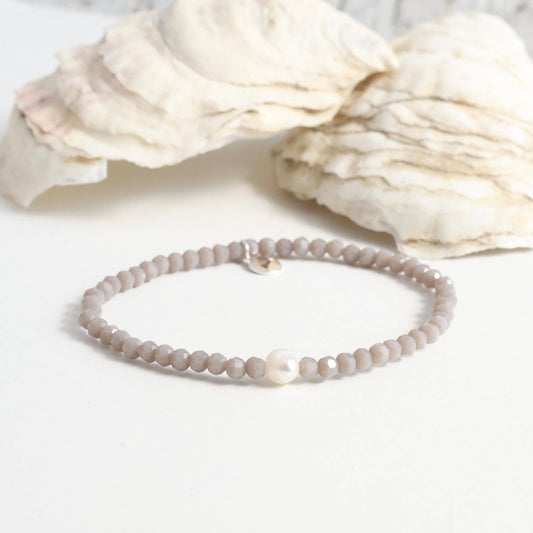Cape Cod Chokers - Tiny Vibes Pearl and Gray Crystal Bracelet