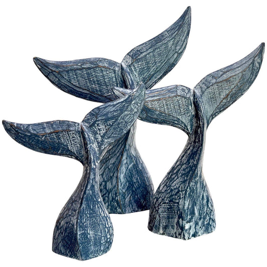 Bamboo Source Tropical Decor - Whale Tail Blue Statue