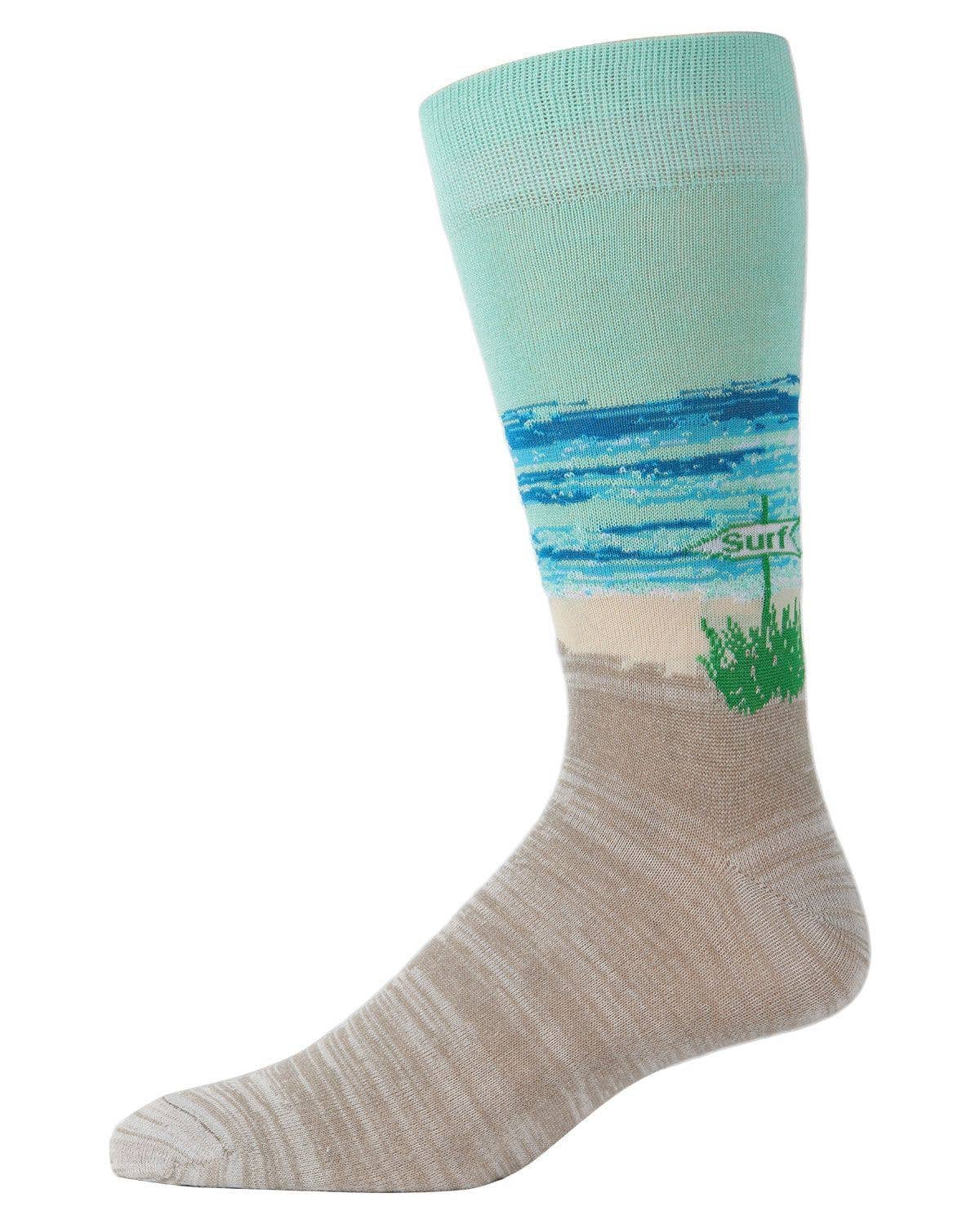 Infinity Classics - MeMoi Surf's Up Bamboo Blend Men's Crew Socks: Men's 10-13