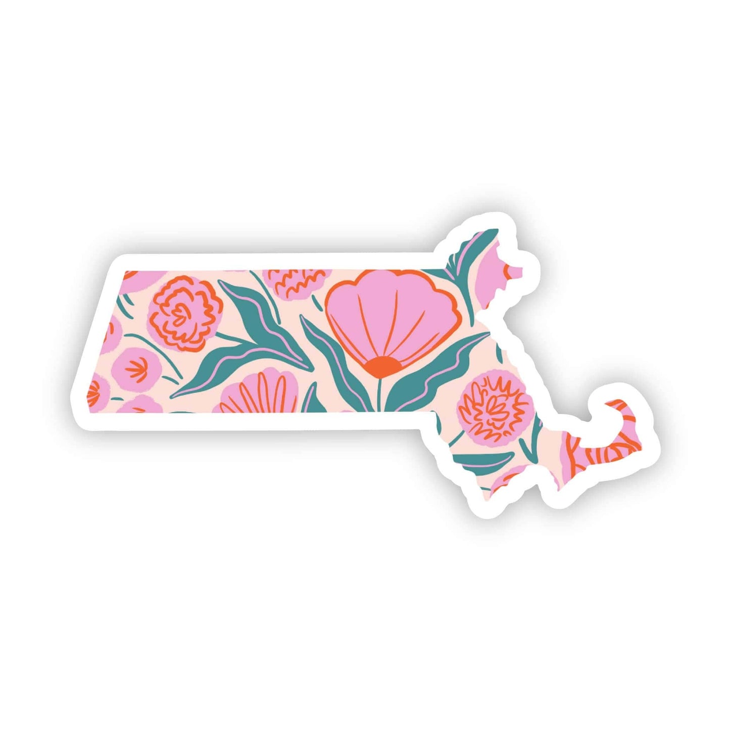 Big Moods - Massachusetts Sticker - Elegant Floral