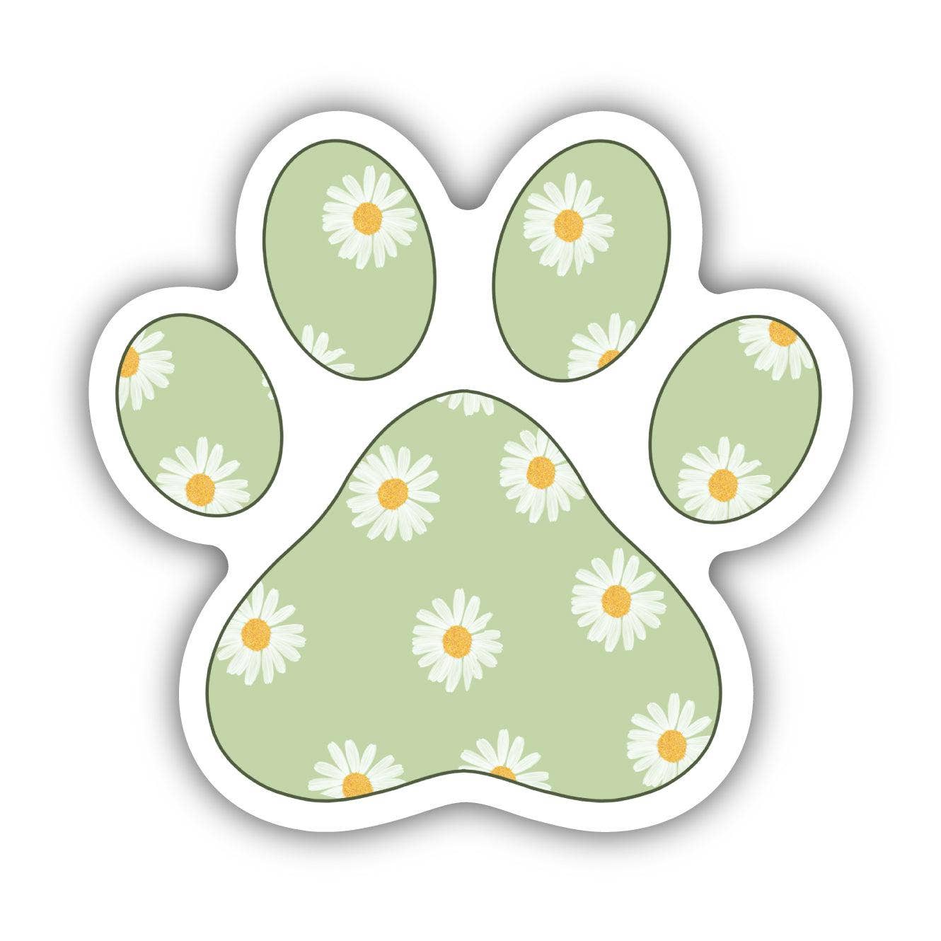 Big Moods - Green Floral Paw Print Sticker